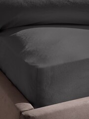 Silentnight Charcoal Cotton Rich T180 Washed Fitted Sheet - Image 1 of 6