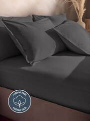 Silentnight Charcoal Cotton Rich T180 Washed Fitted Sheet - Image 2 of 6