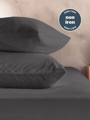 Silentnight Charcoal Cotton Rich T180 Washed Fitted Sheet - Image 4 of 6