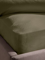 Silentnight Sage Cotton Rich T180 Washed Fitted Sheet - Image 1 of 6
