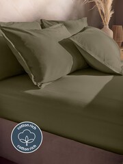 Silentnight Sage Cotton Rich T180 Washed Fitted Sheet - Image 2 of 6