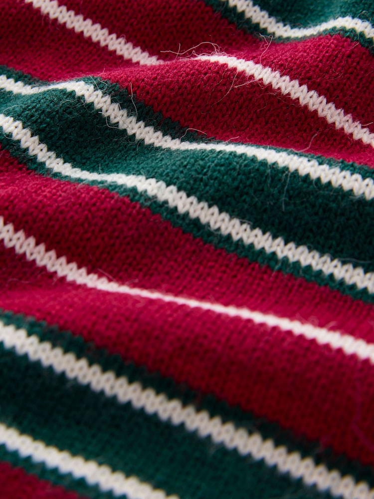 Burgundy Red/Green Stripe Co-Ord Knitted Mini Skirt - Image 7 of 7