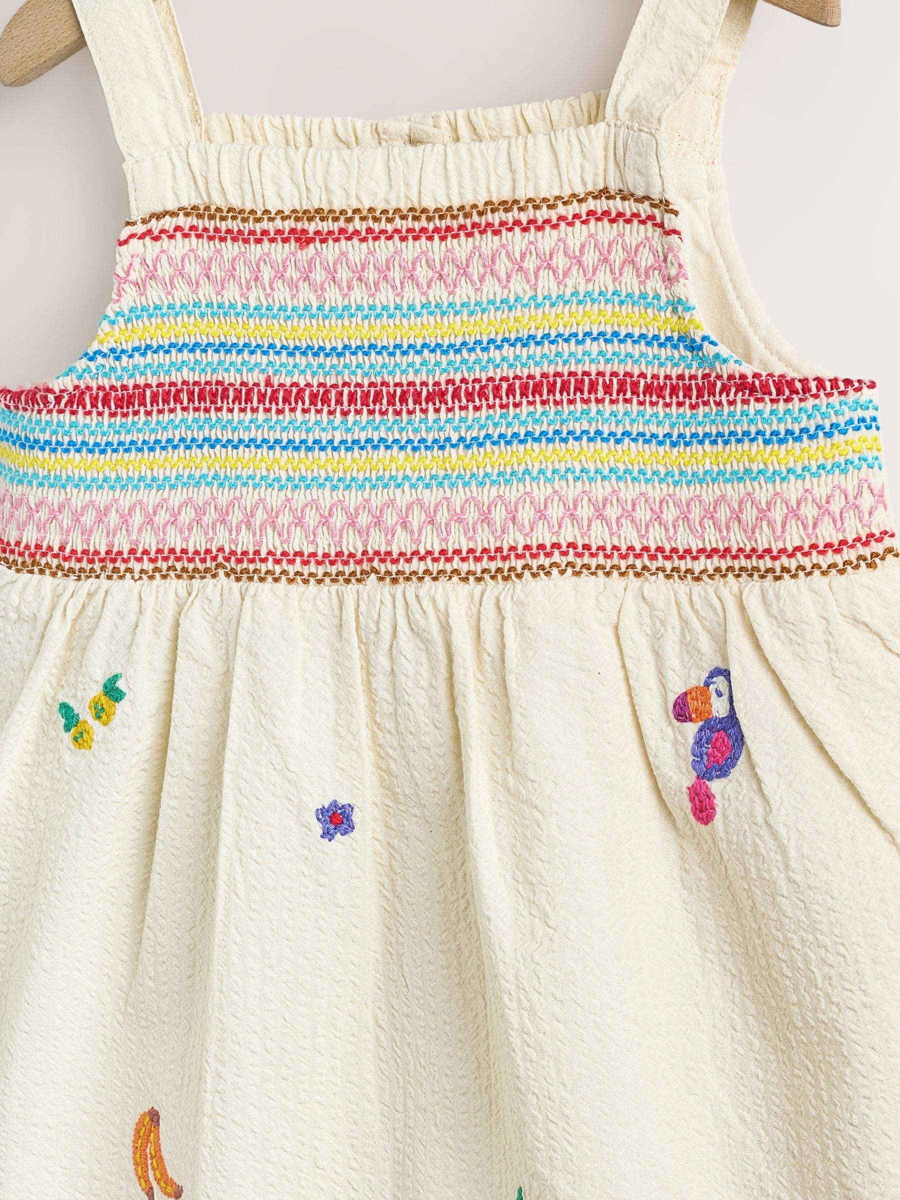 Buy White Tropical Embroidery Baby Long Leg Romper (0mths-2yrs