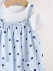 Blue Floral Baby Jersey Dungarees and Bodysuits Set 2 Piece (0mths-3yrs) - Image 4 of 9