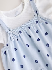 Blue Floral Baby Jersey Dungarees and Bodysuits Set 2 Piece (0mths-3yrs) - Image 5 of 9