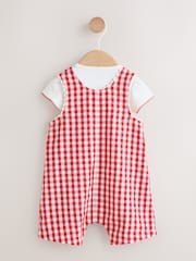 Red Gingham Printed Baby Dungarees and Bodysuits Set 2 Piece (0mths-2yrs) - Image 2 of 11