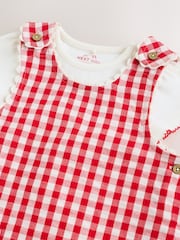 Red Gingham Printed Baby Dungarees and Bodysuits Set 2 Piece (0mths-2yrs) - Image 8 of 11