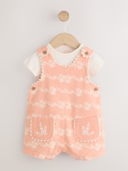 Orange Floral Baby Dungarees and Bodysuits Set 2 Piece (0mths-2yrs) - Image 1 of 6