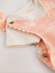 Orange Floral Baby Dungarees and Bodysuits Set 2 Piece (0mths-2yrs) - Image 4 of 6