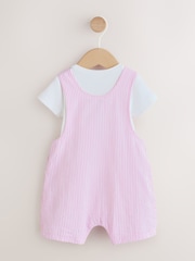 Pink and White Stripe Baby Dungarees and Bodysuits Set 2 Piece (0mths-2yrs) - Image 2 of 9