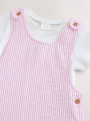Pink and White Stripe Baby Dungarees and Bodysuits Set 2 Piece (0mths-2yrs) - Image 6 of 9