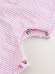 Pink and White Stripe Baby Dungarees and Bodysuits Set 2 Piece (0mths-2yrs) - Image 8 of 9