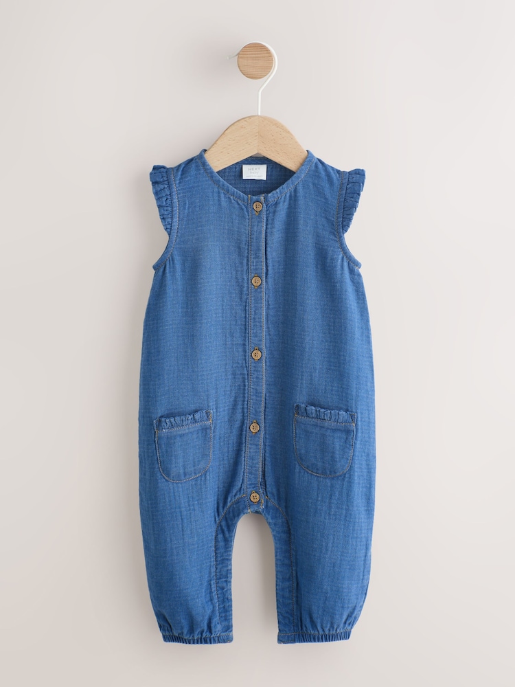 Albastru denim - Salopetă Bebeluș cu picior lung (0luni-2ani) - Imaginea 1 din 7