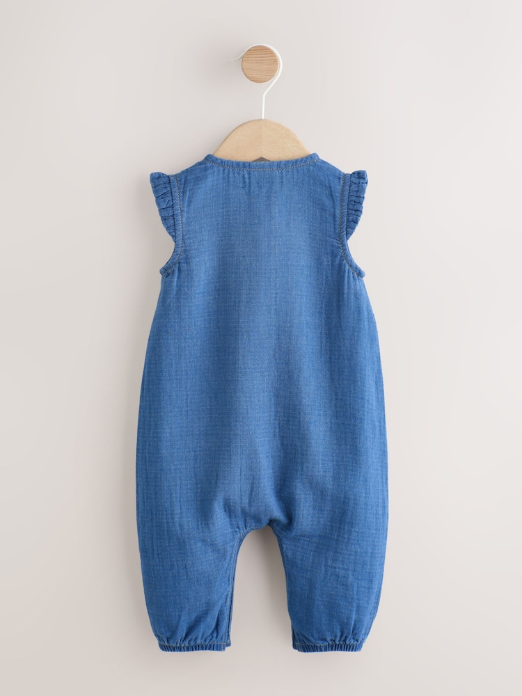 Albastru denim - Salopetă Bebeluș cu picior lung (0luni-2ani) - Imaginea 2 din 7