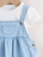 Denim Blue Broiderie Dungaree and Bodysuit Baby 2 Piece Set (0mths-3yrs) - Image 4 of 9