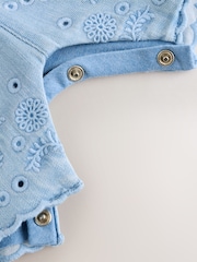 Denim Blue Broiderie Dungaree and Bodysuit Baby 2 Piece Set (0mths-3yrs) - Image 8 of 9