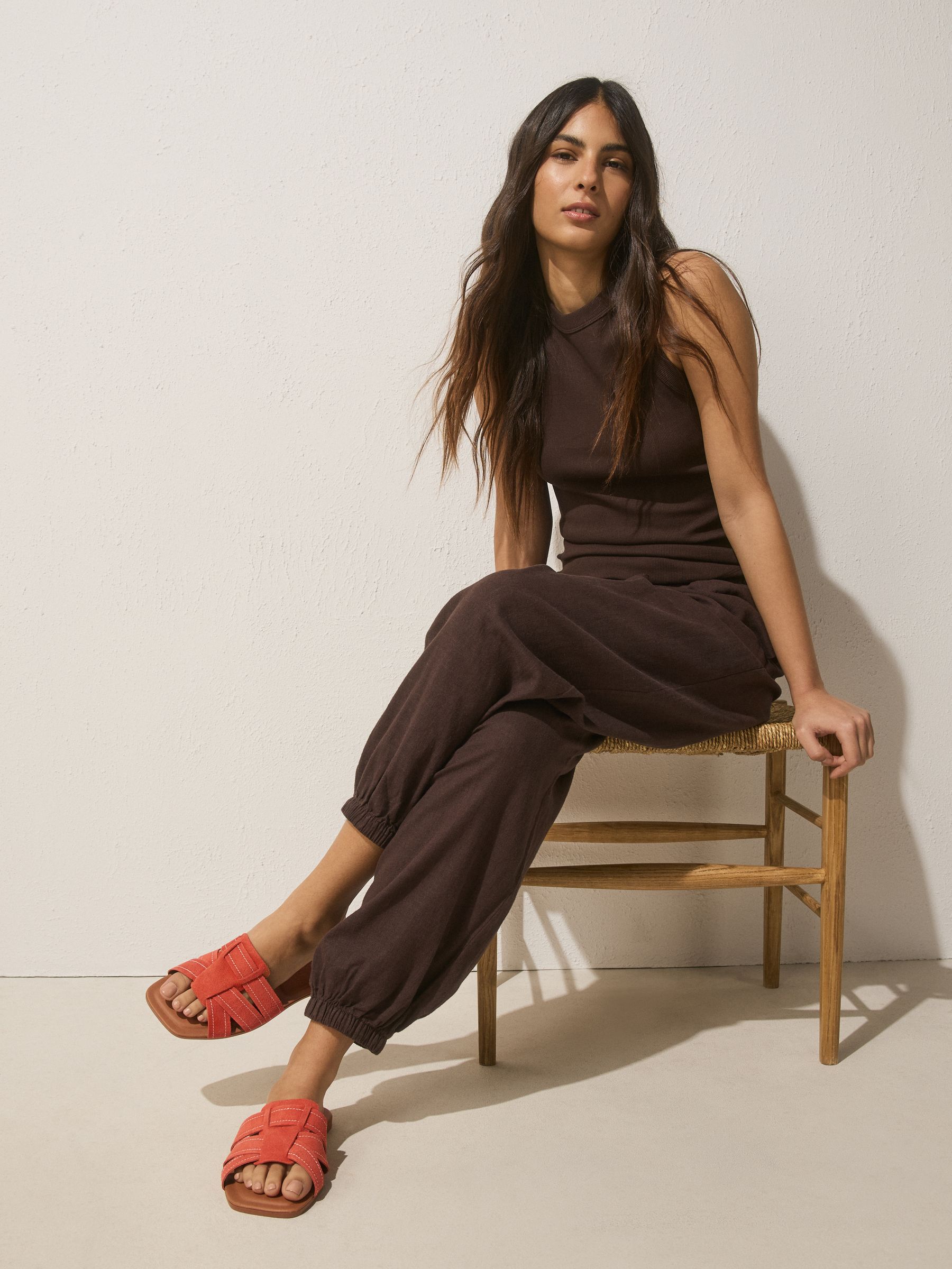 Buy Orange Suede Extra Wide Fit Forever Comfort® Stitched Mule