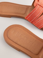 Orange Suede Extra Wide Fit Forever Comfort® Stitched Mule Sandals - Image 9 of 10
