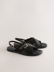 Black Suede Extra Wide Fit Forever Comfort® Buckle Detail Sling Back Sandals - Image 7 of 10