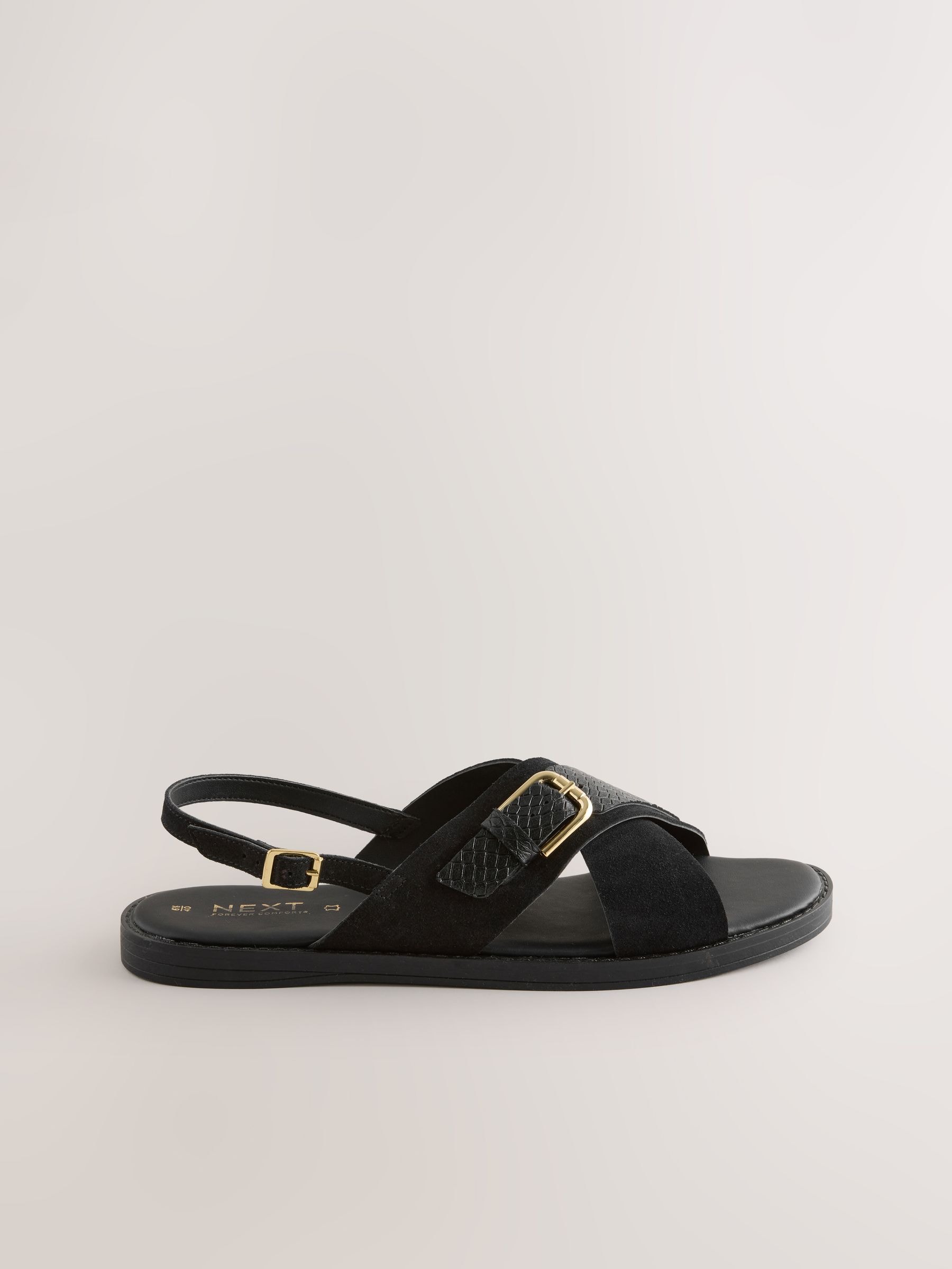 Buy Black Suede Extra Wide Fit Forever Comfort® Buckle Detail