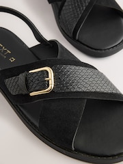 Black Suede Extra Wide Fit Forever Comfort® Buckle Detail Sling Back Sandals - Image 9 of 10