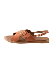 Rust Orange Suede Extra Wide Fit Forever Comfort® Buckle Detail Sling Back Sandals - Image 11 of 11