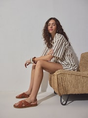 Rust Orange Suede Extra Wide Fit Forever Comfort® Buckle Detail Sling Back Sandals - Image 2 of 10