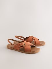 Rust Orange Suede Extra Wide Fit Forever Comfort® Buckle Detail Sling Back Sandals - Image 7 of 10
