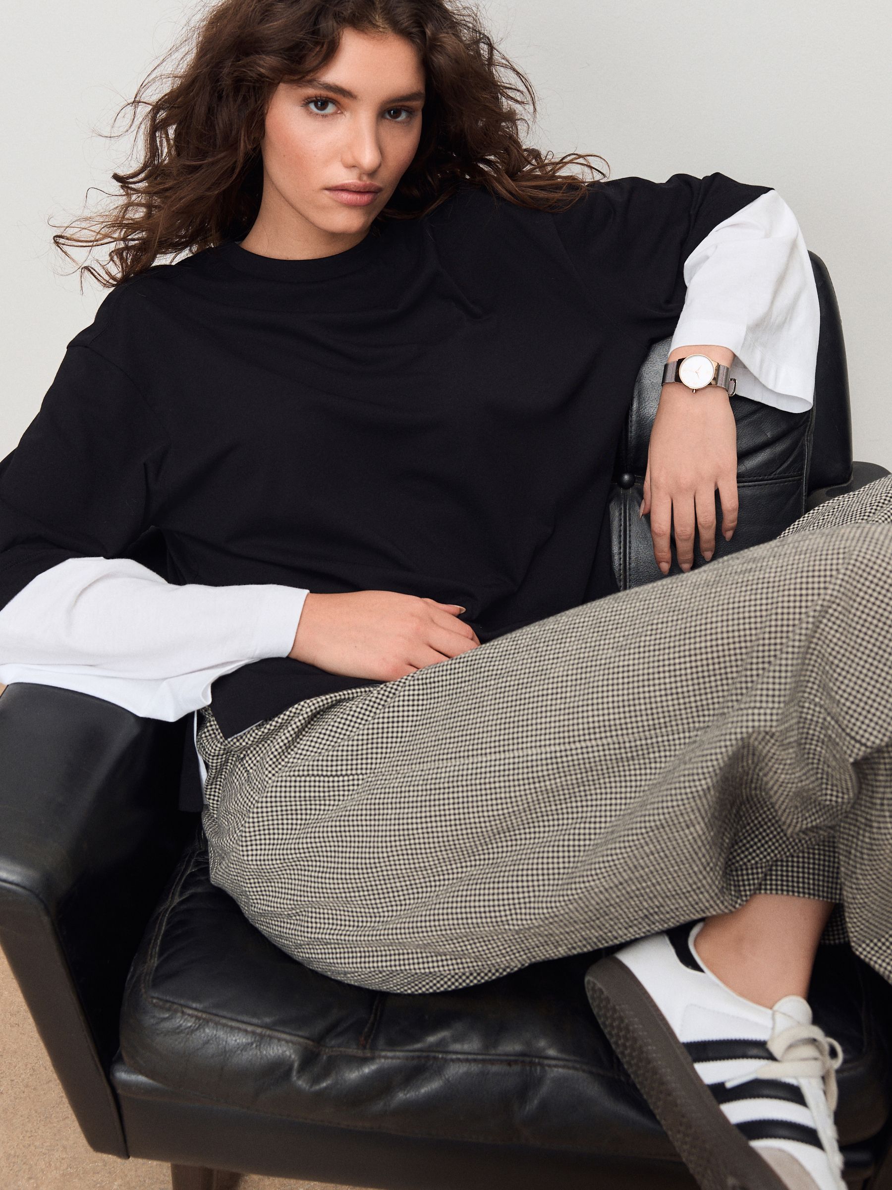 Buy Black/White Contrast Double Layered T-Shirt from Next USA