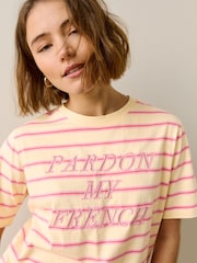 Pink Stripe Heavyweight Short Sleeve Crew Neck T-Shirt - Image 3 of 7