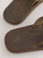 Brown Leather Flip Flops - Image 4 of 5