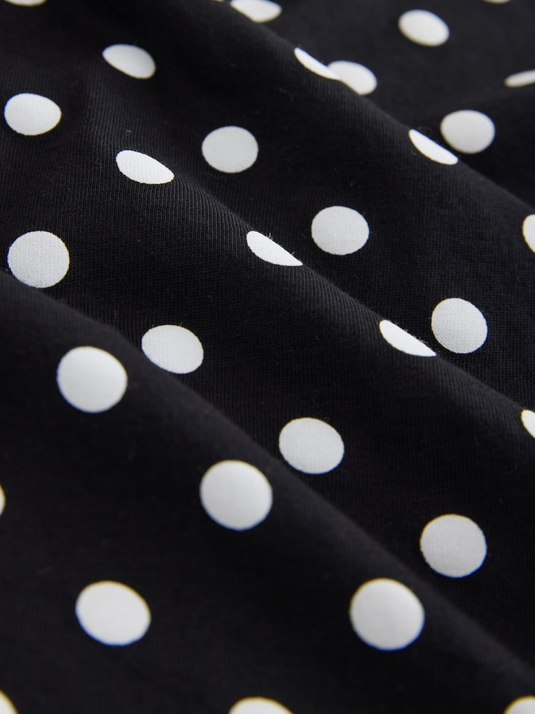 Black/White Polka Dot Relaxed Boxy Elbow Length Crew Neck T-Shirt - Image 7 of 7 Black/White Polka Dot Relaxed Boxy Elbow Length Crew Neck T-Shirt - Image 7 of 7
