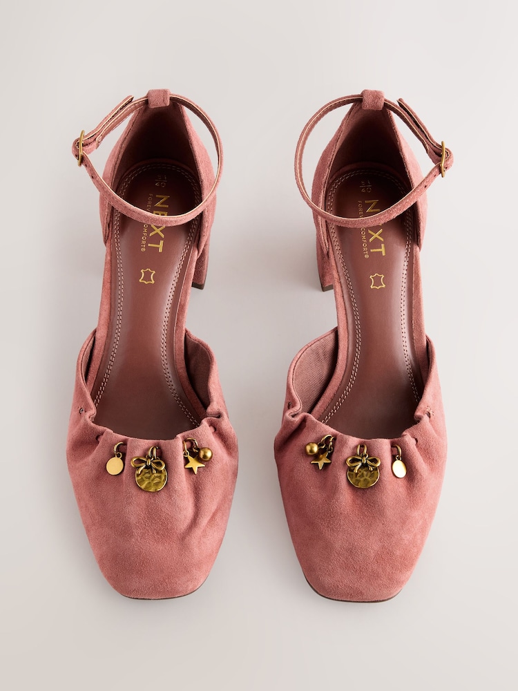 Terracotta Orange Forever Comfort® Leather Two Part Coin Block Heels - Image 1 of 10