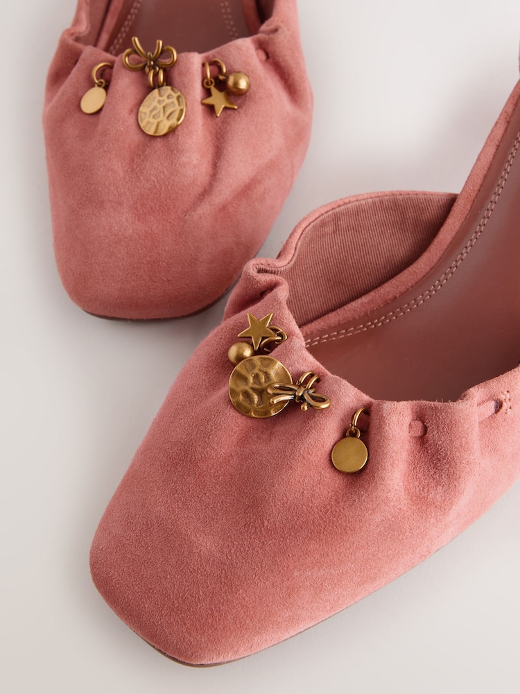 Terracotta Orange Forever Comfort® Leather Two Part Coin Block Heels - Image 10 of 10