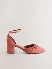 Terracotta Orange Forever Comfort® Leather Two Part Coin Block Heels - Image 2 of 10
