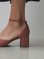 Terracotta Orange Forever Comfort® Leather Two Part Coin Block Heels - Image 4 of 10