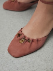 Terracotta Orange Forever Comfort® Leather Two Part Coin Block Heels - Image 5 of 10