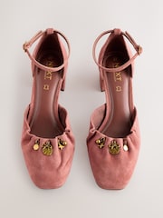 Terracotta Orange Forever Comfort® Leather Two Part Coin Block Heels - Image 6 of 10