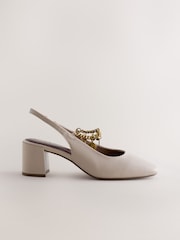 Nude Forever Comfort® Round Toe Slingback Charm Block Heels - Image 5 of 9