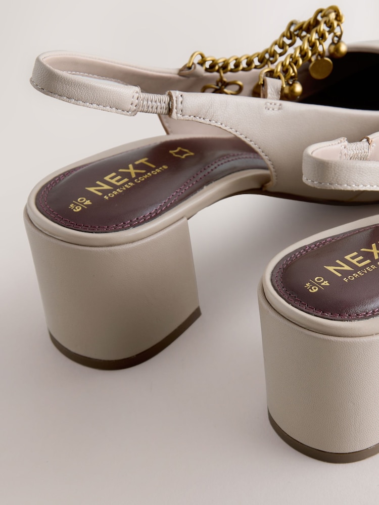 Nude Forever Comfort® Round Toe Slingback Charm Block Heels - Image 9 of 9 Nude Forever Comfort® Round Toe Slingback Charm Block Heels - Image 9 of 9