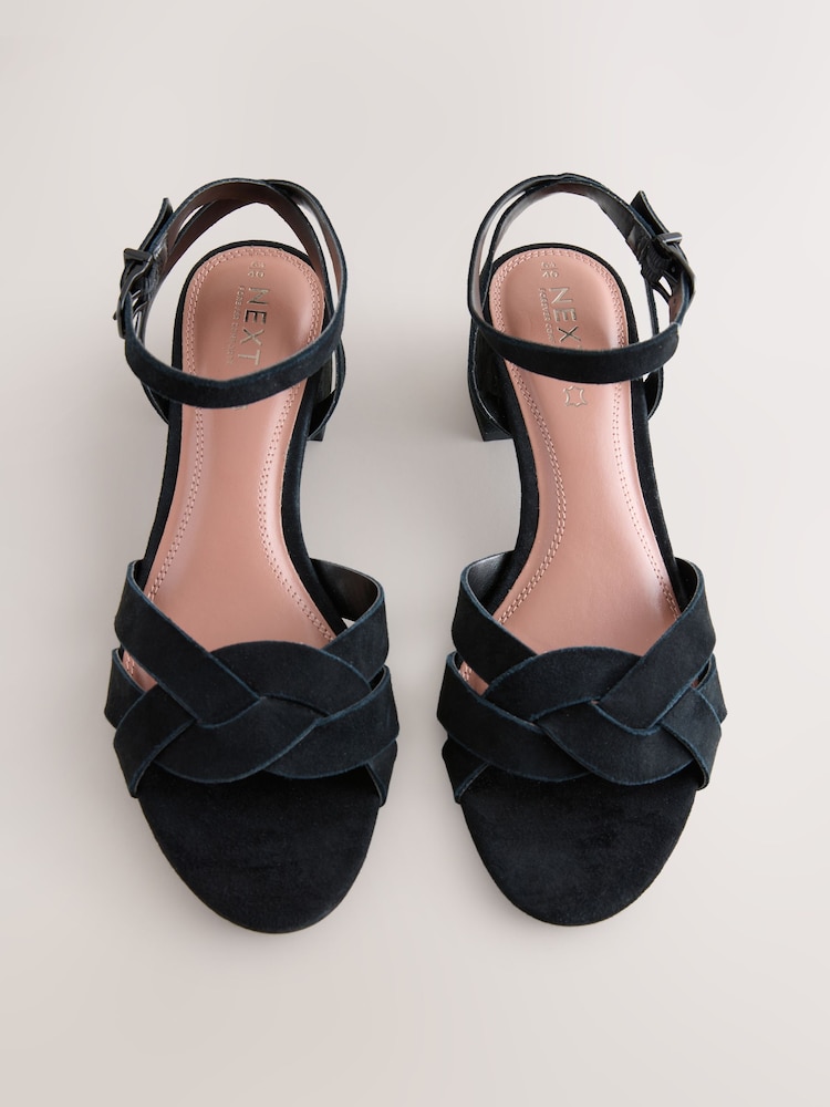 Black Forever Comfort® Suede Block Heel Sandals - Image 1 of 10