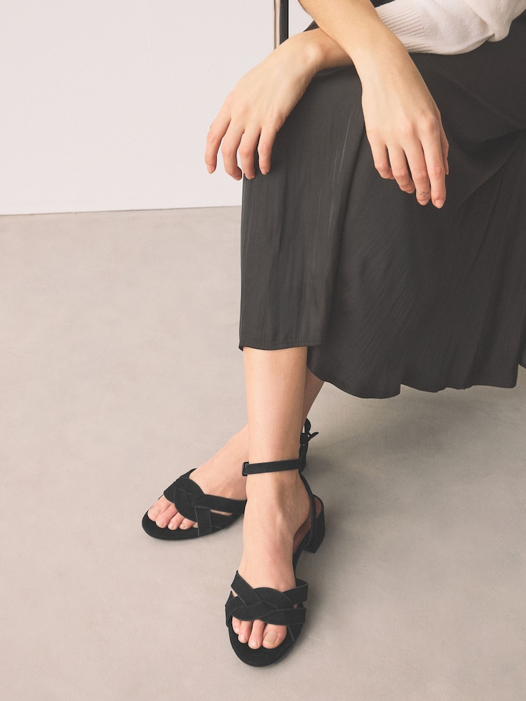 Black Forever Comfort® Suede Block Heel Sandals - Image 2 of 10