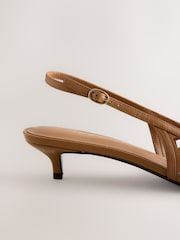 Tan Brown Forever Comfort® Leather Lasercut Slingback Heels - Image 3 of 5