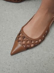 Tanfärgad Brun - Forever Comfort® Laserskurna Slingback-klackar i läder - Bild 6 av 10