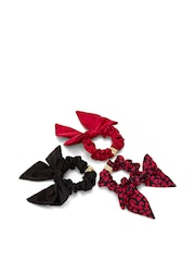 Victoria's Secret Red/ Black 3 Pack Bow Scrunchie Gift Set - Image 2 of 2