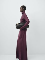 Mango Purple Satin High-Neck Dress - Image 3 of 6