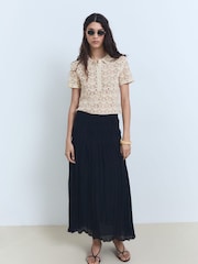Mango White Short-Sleeved Crochet Sweater - Image 1 of 6