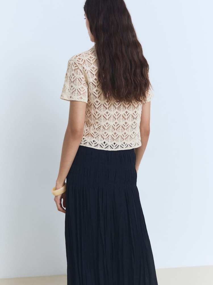 Mango White Short-Sleeved Crochet Sweater - Image 2 of 6