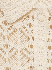 Mango White Short-Sleeved Crochet Sweater - Image 6 of 6