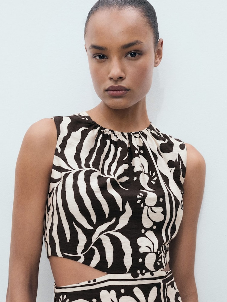mango printed cut out detail dress Printed cut-out detail dress